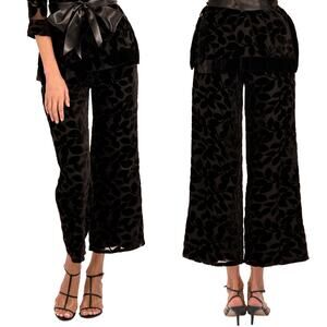 GRETCHEN SCOTT Luxe Leaf Velvet Palazzo Pants Womens XS Holiday Party Chic Event
